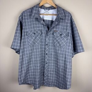Orvis Plaid Button-Up Short Sleeve Shirt‎ XXL Gray Casual